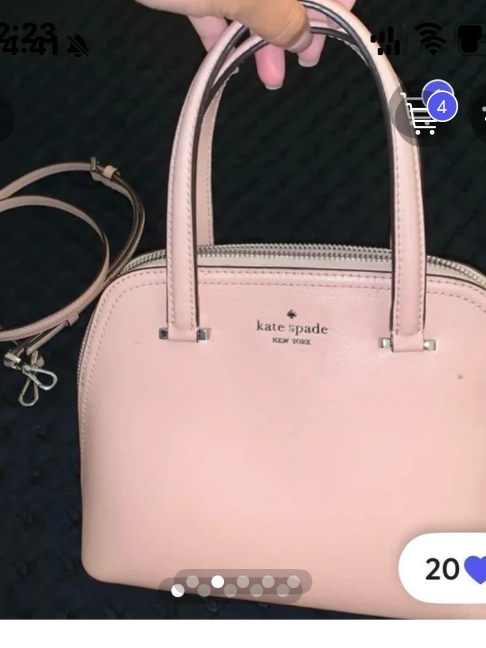 kate spade Pink Leather Dome Satchel with Detachable Strap